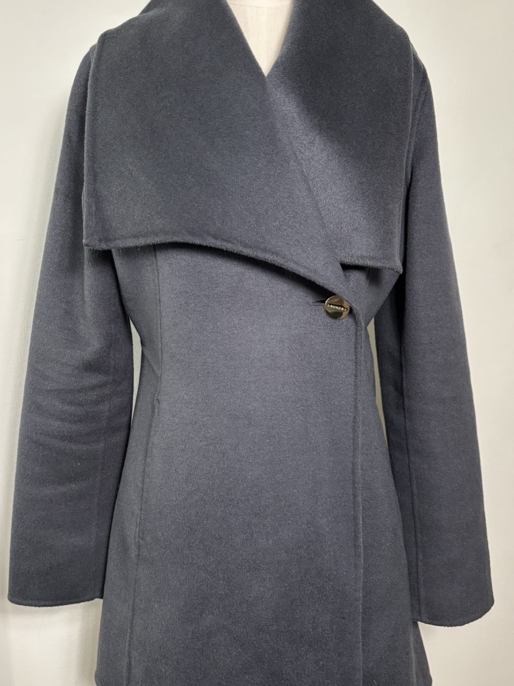 Laundry by Shelli Segal Grayish Blue Wool Blend Waterfall Collar Coat - Size S/P